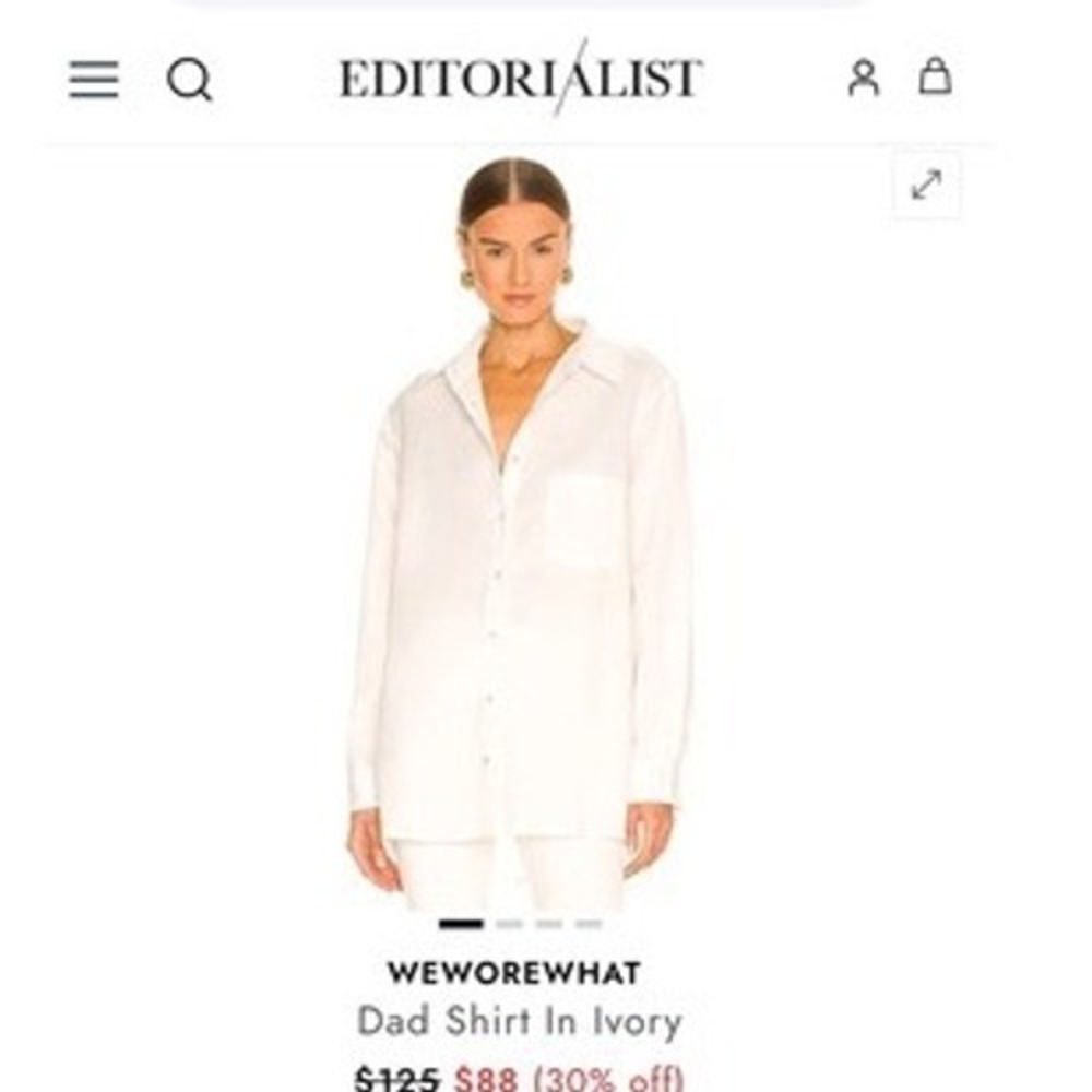 WeWoreWhat Dad Shirt Ivory Linen Blend‎ Button Down WWCT08-12 NWT Size S
